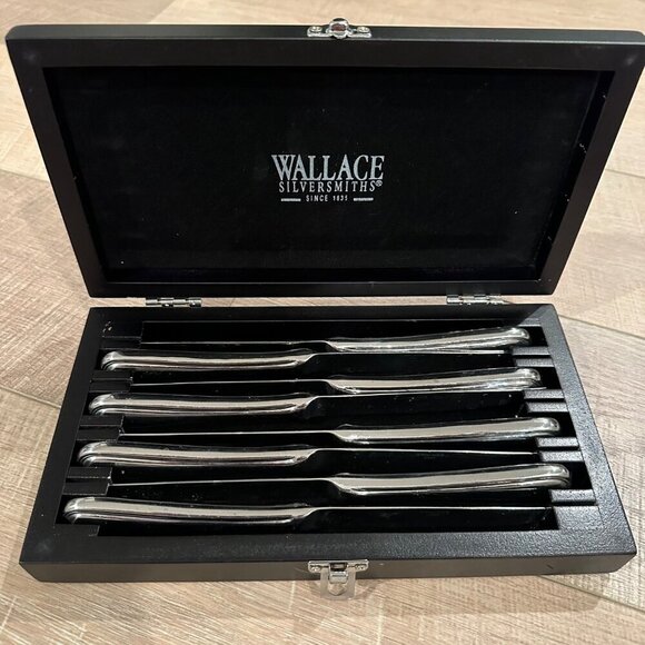 WALLACE SILVERSMITHS KNIFE SET IN CASE - Picture 1 of 5